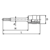 Koken 3010MZ.50-7 - 3/8 Sq. Dr. Bit Socket 7mm 6 point Length 50mm Z-series