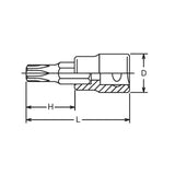 Koken 3025.50-T9 - 3/8 Sq. Dr. TORX T9 Bit Socket - Length 50mm