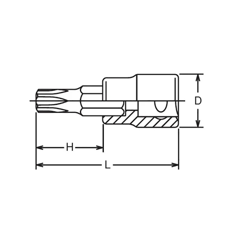 Koken 3025.50-T9 - 3/8 Sq. Dr. TORX T9 Bit Socket - Length 50mm