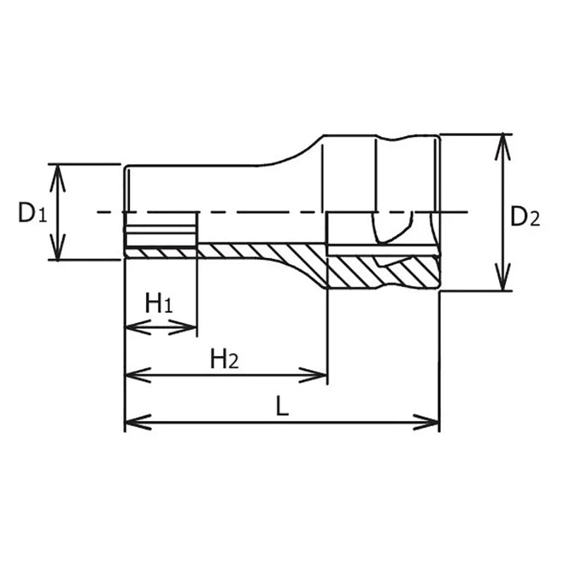 Koken 3300XZ-13 - 3/8 Sq. Dr. Z-series Metric Semi-Deep 6 point Chrome Socket - 13mm