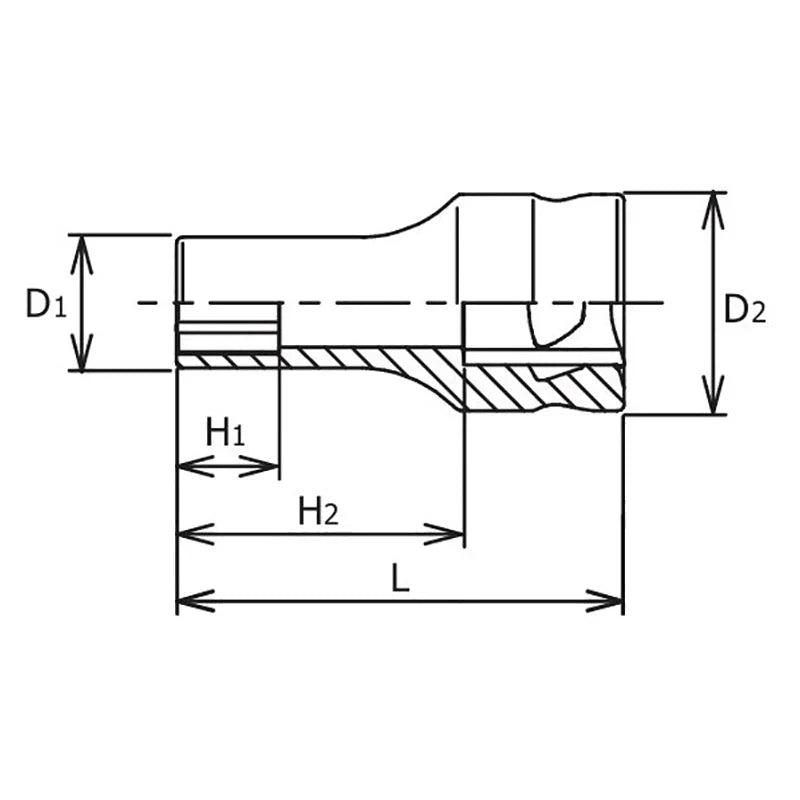 Koken 3300XZ-14 - 3/8 Sq. Dr. Z-series Metric Semi-Deep 6 point Chrome Socket - 14mm