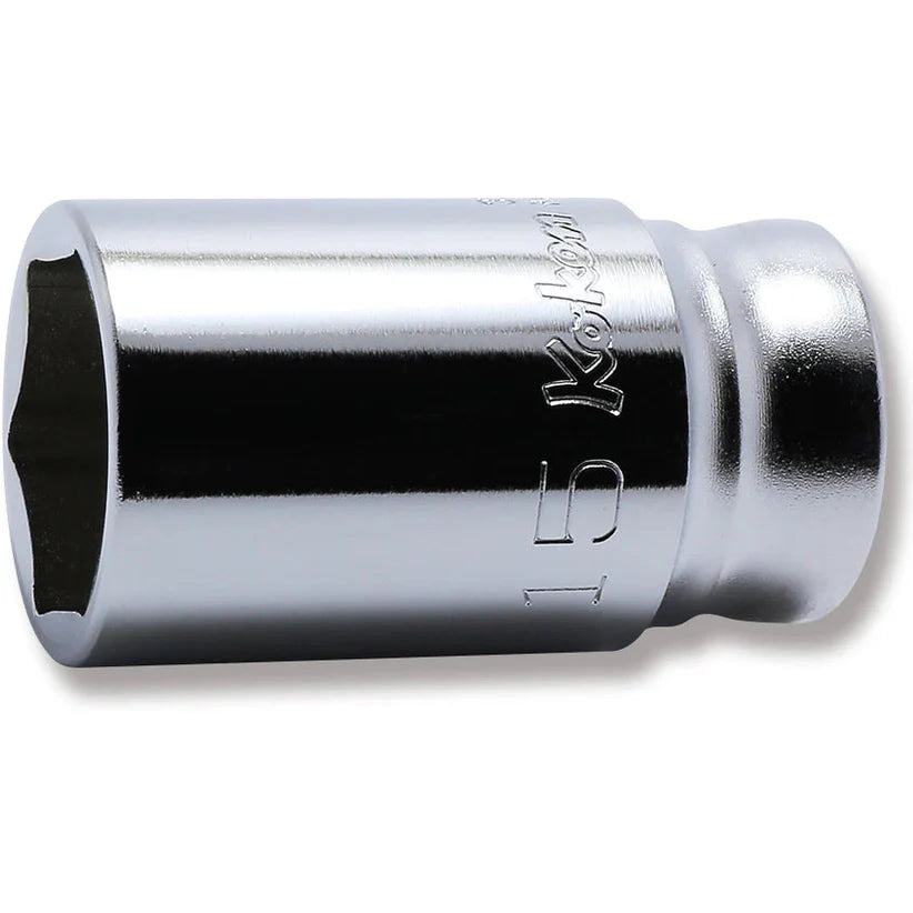 Koken 3300XZ-15 - 3/8 Sq. Dr. Z-series Metric Semi-Deep 6 point Chrome Socket - 15mm