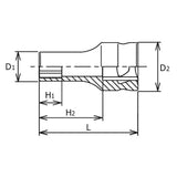 Koken 3300XZ-15 - 3/8 Sq. Dr. Z-series Metric Semi-Deep 6 point Chrome Socket - 15mm