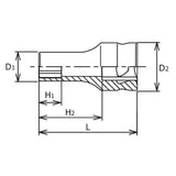 Koken 3300XZ-16 - 3/8 Sq. Dr. Z-series Metric Semi-Deep 6 point Chrome Socket - 16mm