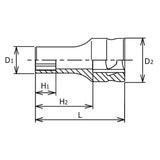 Koken 3300XZ-17 - 3/8 Sq. Dr. Z-series Metric Semi-Deep 6 point Chrome Socket - 17mm