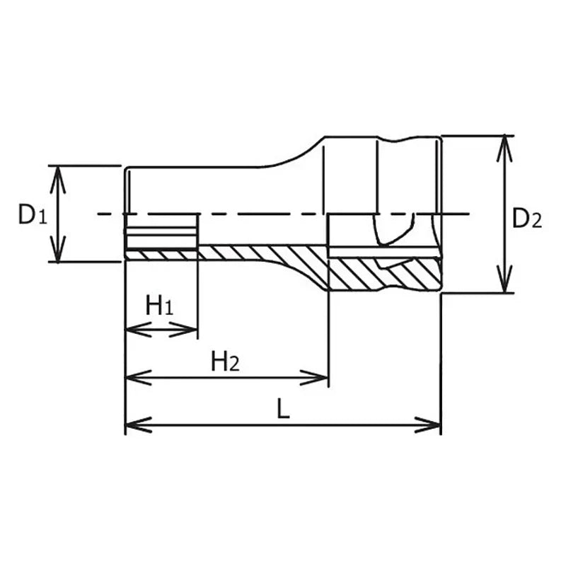 Koken 3300XZ-18 - 3/8 Sq. Dr. Z-series Metric Semi-Deep 6 point Chrome Socket - 18mm