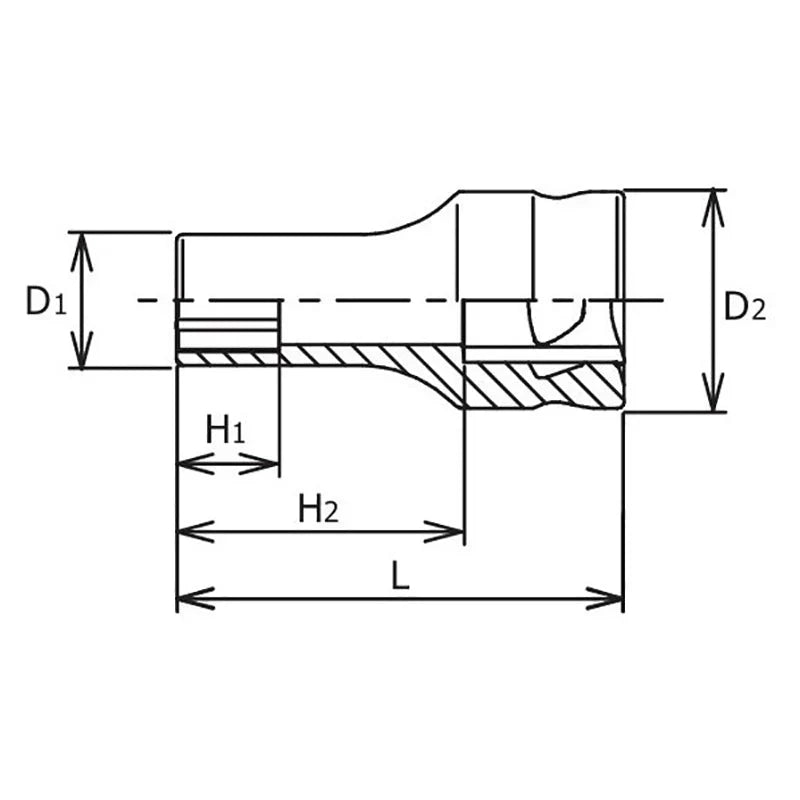 Koken 3300XZ-19 - 3/8 Sq. Dr. Z-series Metric Semi-Deep 6 point Chrome Socket - 19mm