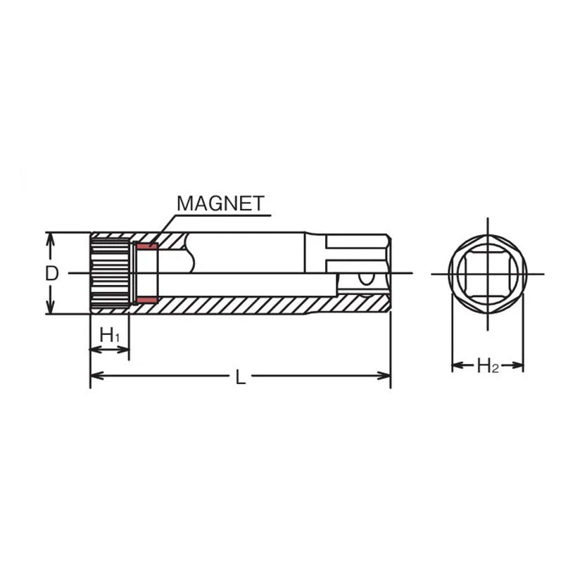Koken 3305P-16 - 3/8 Sq. Dr. 12-Point Magnetic Spark Plug Socket 16mm