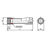 Koken 3305PZ-14 - 3/8" Sq Drive 12 point Magnetic Spark Plug Socket Z-Series 14mm