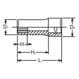 Koken 3305X-17 - 3/8 Sq. Dr. Socket 17mm 12 point Length 40mm