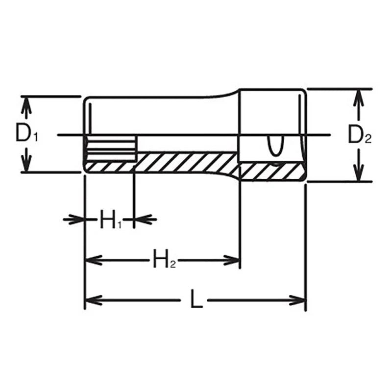 Koken 3305X-8 - 3/8 Sq. Dr. Socket 8mm 12 point Length 40mm
