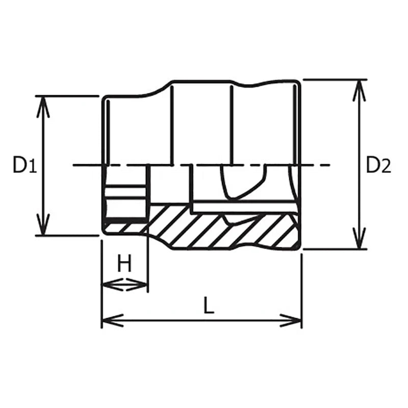 Koken 3400MZ-15 - 3/8 Sq. Dr. 6-Point Z-Series Metric Chrome Socket in 15mm