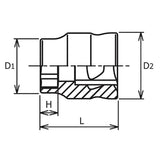 Koken 3400MZ-7 - 3/8 Sq. Dr. 6-Point Z-Series Metric Chrome Socket in 7mm