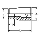 Koken 3410M-10 - 3/8 Sq. Dr. Socket 10mm Surface Length 26mm