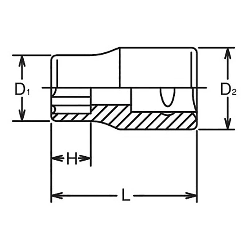 Koken 3410M-15 - 3/8 Sq. Dr. Socket 15mm Surface Length 28mm