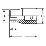 Koken 3410M-16 - 3/8 Sq. Dr. Socket 16mm Surface Length 28mm