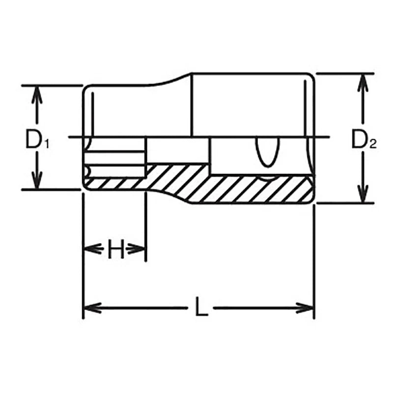 Koken 3410M-21 - 3/8 Sq. Dr. Socket 21mm Surface Length 32mm