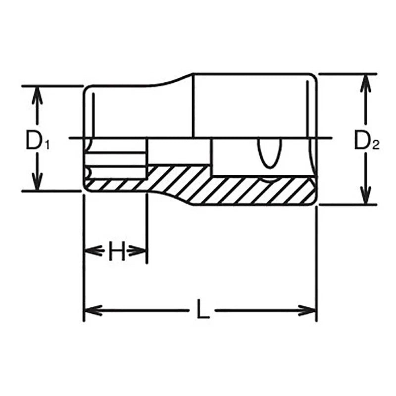 Koken 3410M-22 - 3/8 Sq. Dr. Socket 22mm Surface Length 32mm