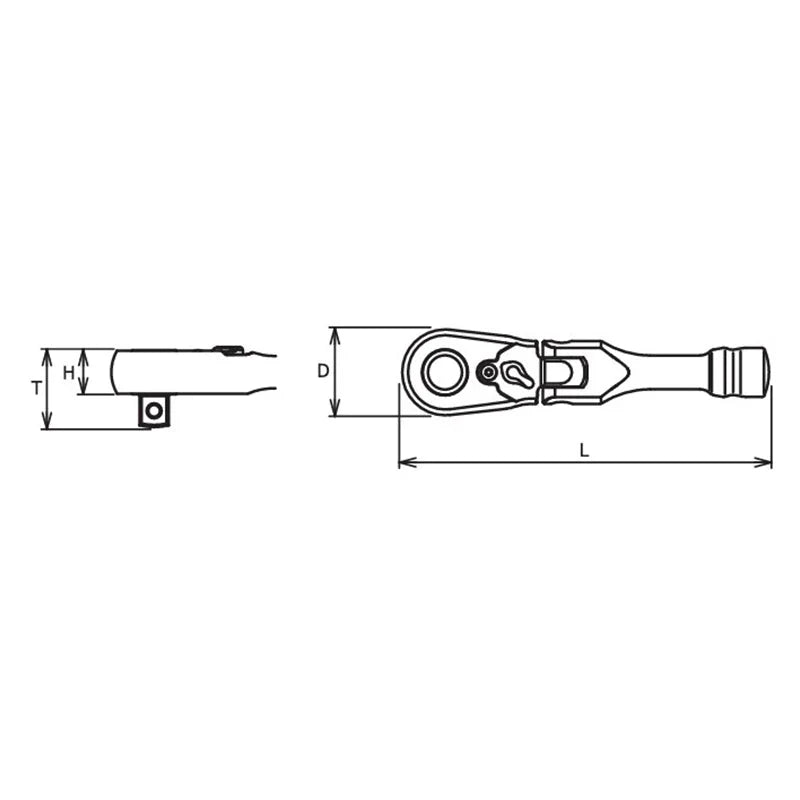 Koken 3726ZSB - 3/8" Sq.Dr. Ratchet Handle 72 teeth Short, Flexible Head Length 100mm Quick Release Z-series