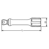Koken 3763-125 - 3/8 Sq Drive Wobble-Fix Extension Bar 125mm Length