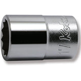 Koken 4405M-17 - 1/2 Sq. Dr. Chrome Metric 12 Point Socket 17mm