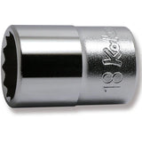 Koken 4405M-18 - 1/2 Sq. Dr. Chrome Metric 12 Point Socket 18mm