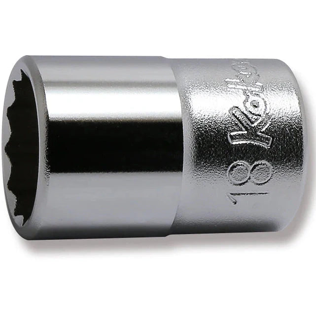 Koken 4405M-18 - 1/2 Sq. Dr. Chrome Metric 12 Point Socket 18mm