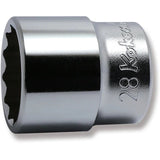 Koken 4405M-28 - 1/2 Sq. Dr. Chrome Metric 12 Point Socket 28mm