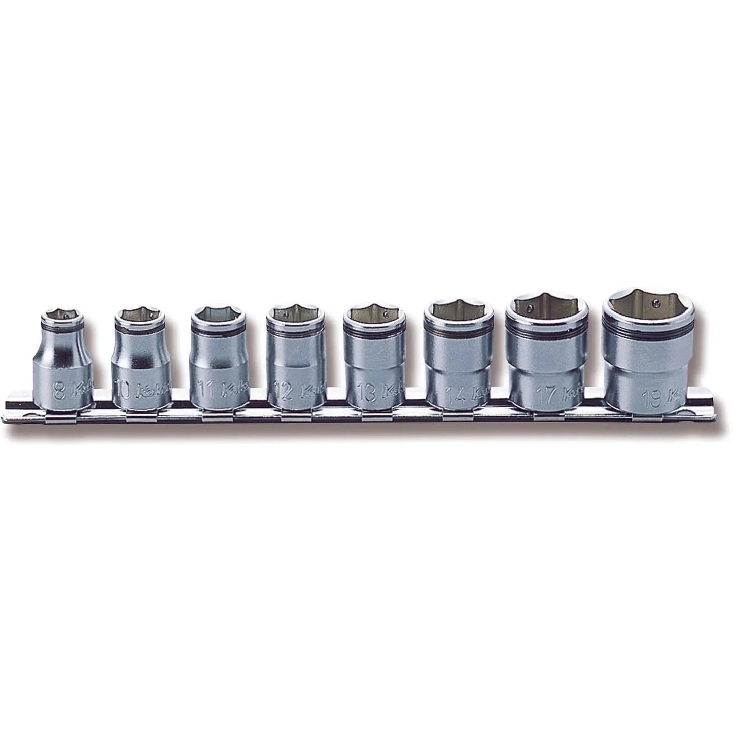 Koken RS3450M/8 - 3/8 Sq. Dr. Socket set 8mm-19mm Nut Grip 200mm 8 Pieces