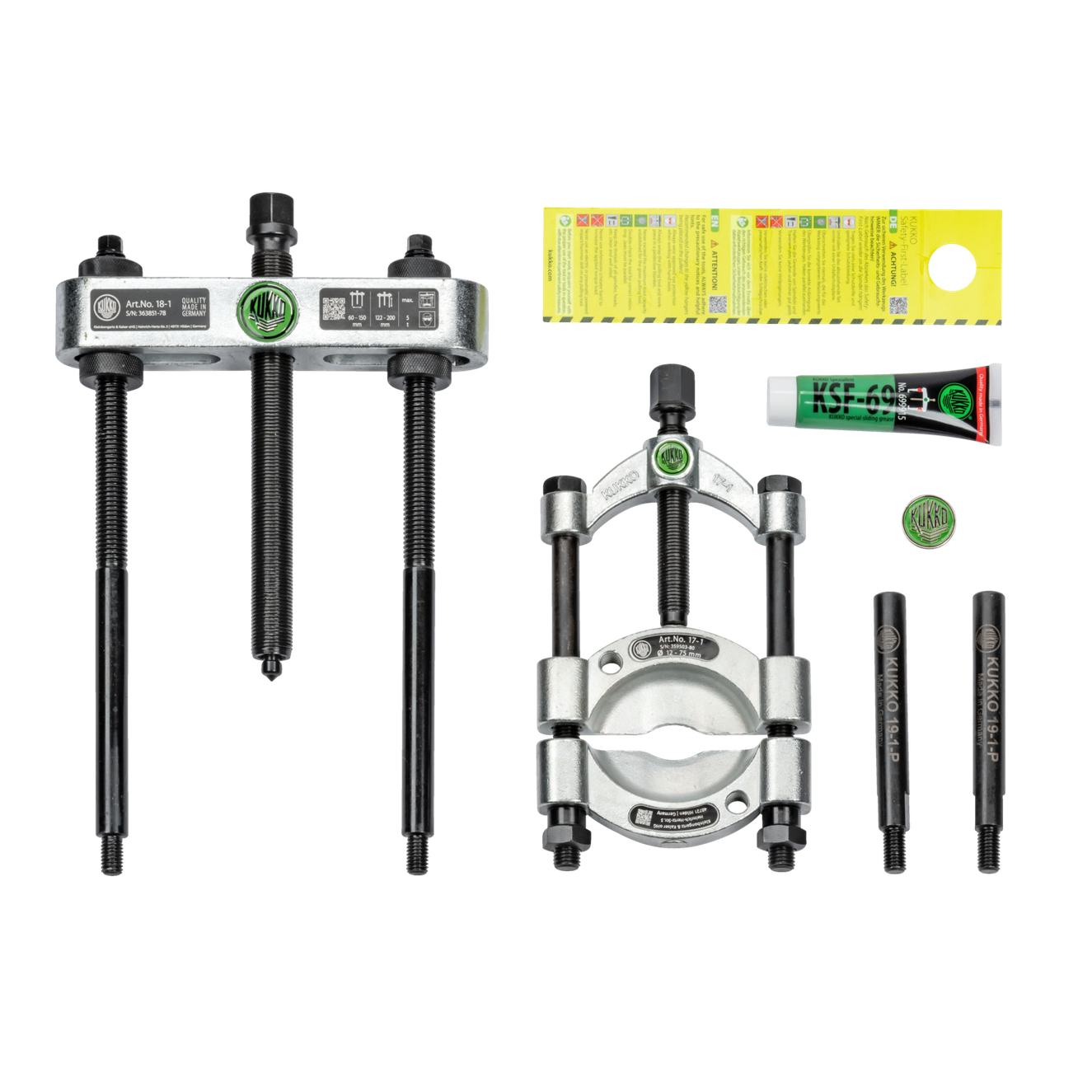 Kukko 17-A | 4-piece separator set with quick clamping pressure spindle Ø 12-75 mm/300 mm