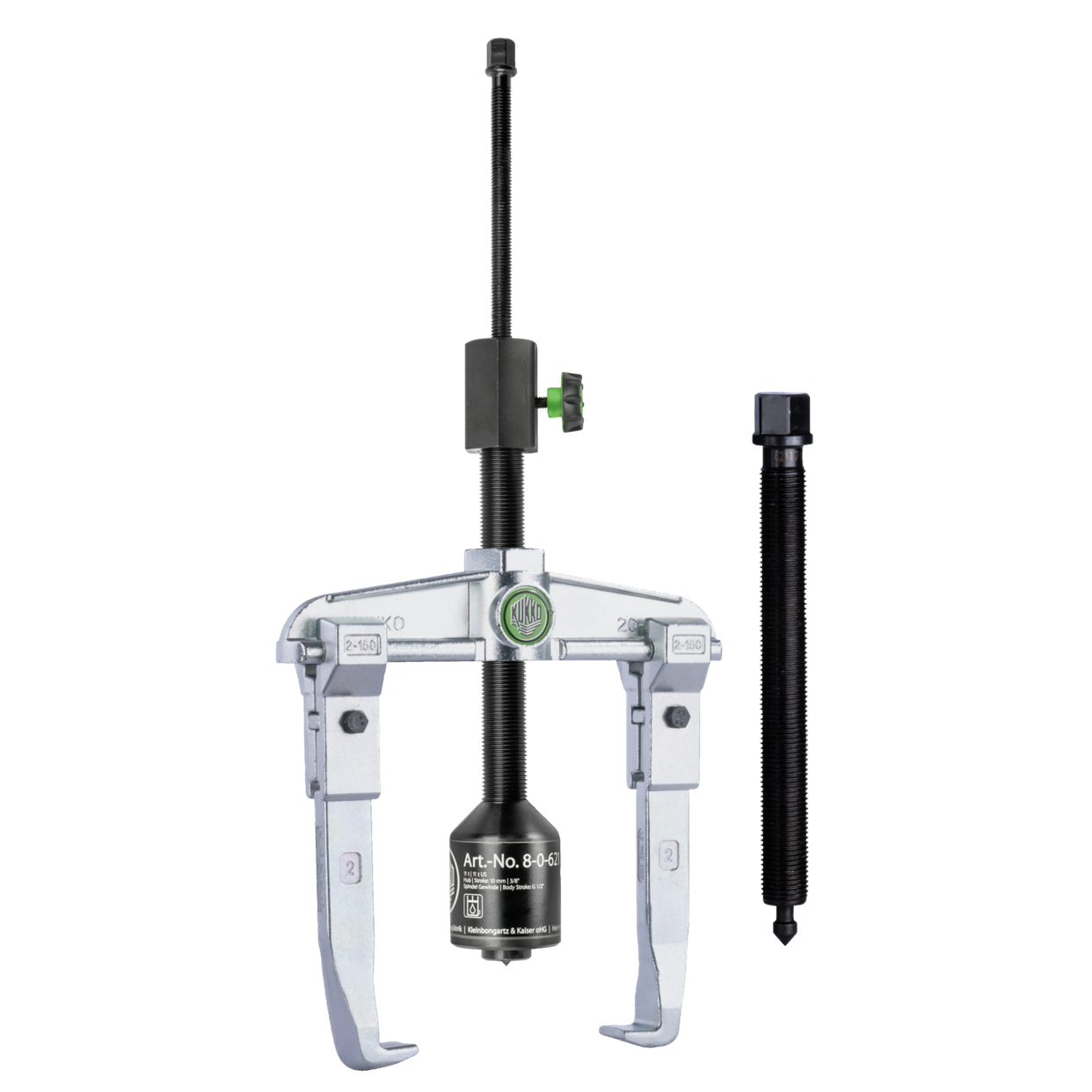 Kukko 20-2-B - 2-arm universal puller 160 x 150 mm with adjustable puller hook and grease hydraulic spindle