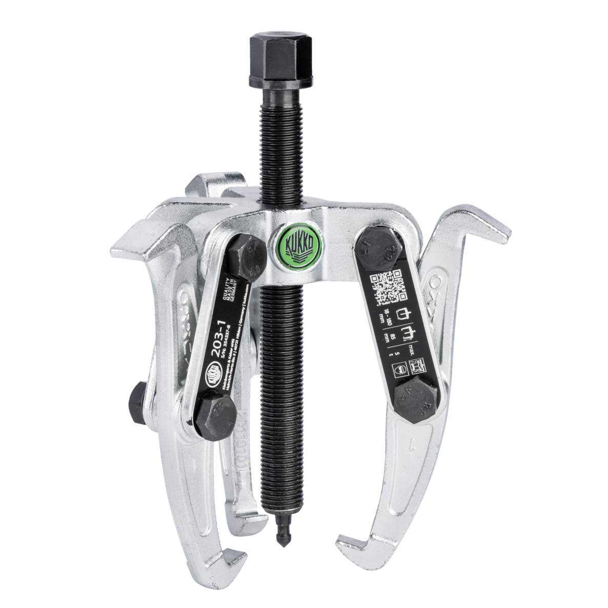 Kukko 203-1 - 3-armed lug puller 180 x 80 mm with oscillating and reversible puller legs and combi crosshead