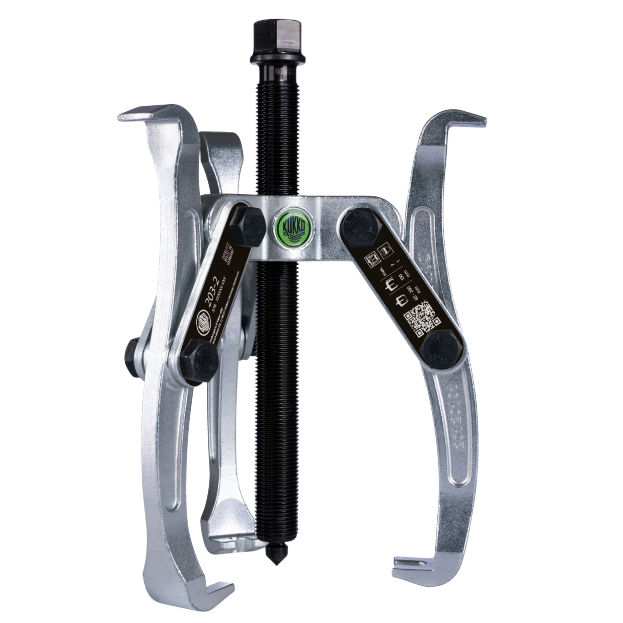 Kukko 203-2 - 3-armed lug puller 280 x 130 mm with oscillating and reversible puller legs and combi traverse