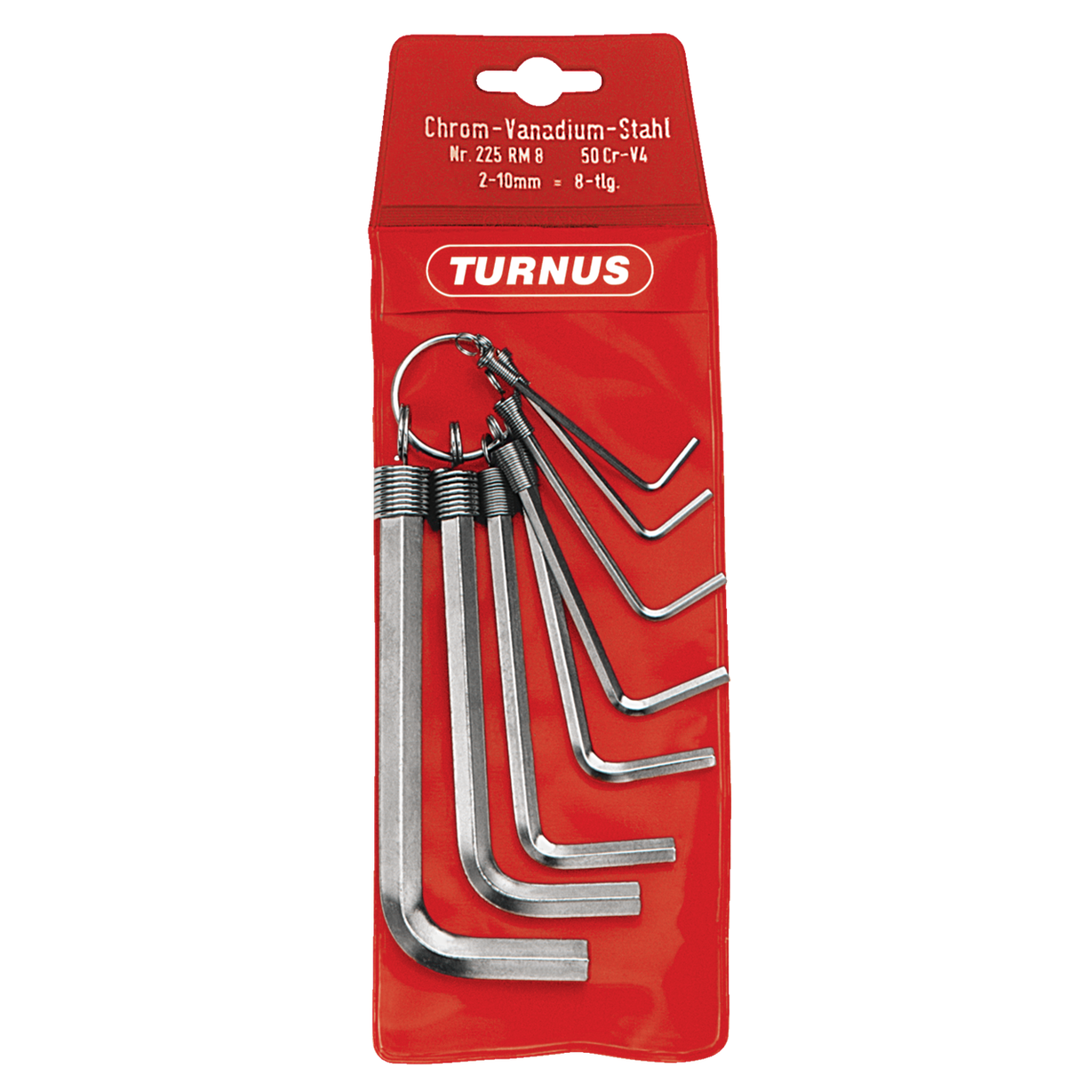 Kukko 203-208 - Wrench set ISO 2936 with key widths 2,0, 2,5, 3,0, 4,0, 5,0, 6,0, 8,0, 10,0 mm in a hanging bag