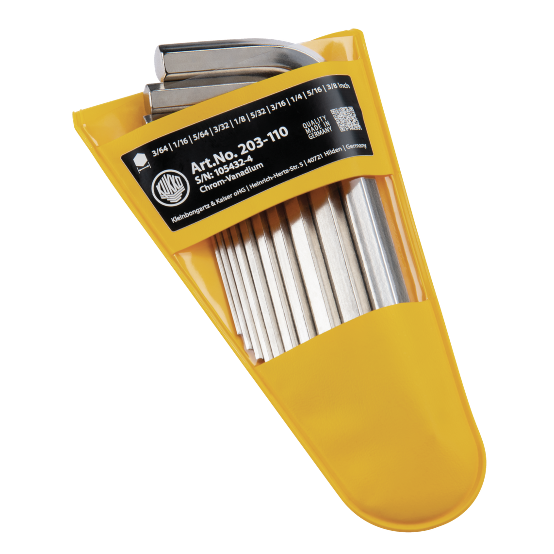 Kukko 203-280 - Wrench set in plastic case with key sizes 5/64; 3/32; 1/8; 5/32; 3/16; 1/4; 5/16; 3/8 inch