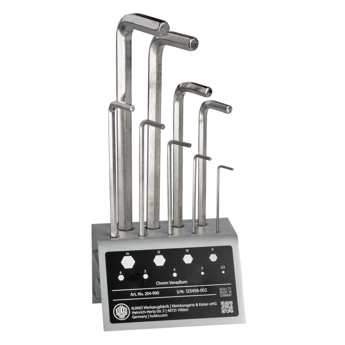 Kukko 204-990 - Sales and workshop stand for long hex keys ISO 2936 with key width 3/32; 1/8; 5/32; 3/16; 1/4; 5/16; 3/8; 1/2; 9/16 inch