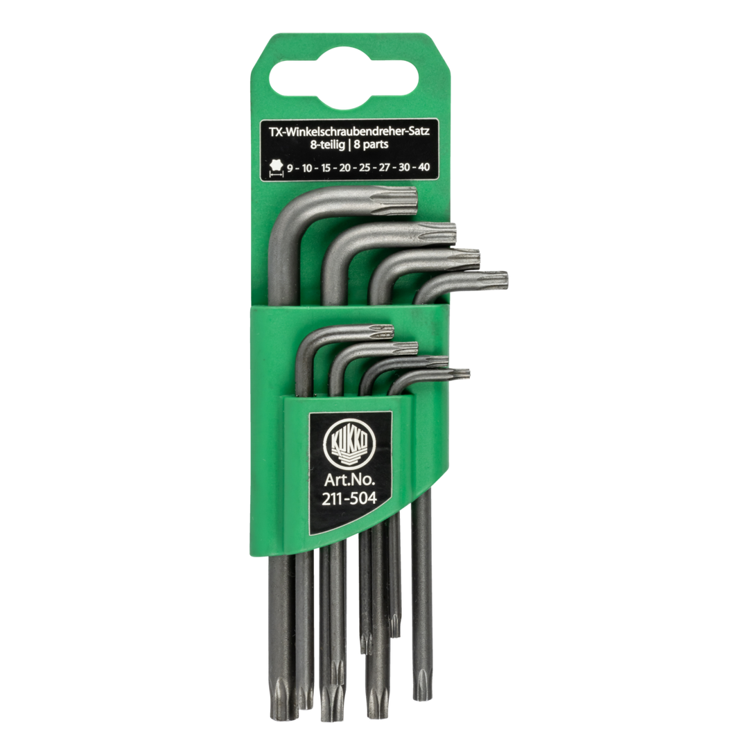 Kukko 211-504 - TX-Allen key set, key sizes 9, 10, 15, 20, 25, 27, 30, 40 in green clip