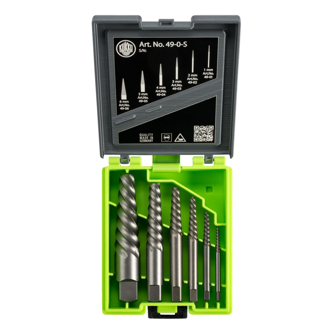 Kukko 49-0-S - Screw extractor set, wide ribbed, for ¯ {8972}
