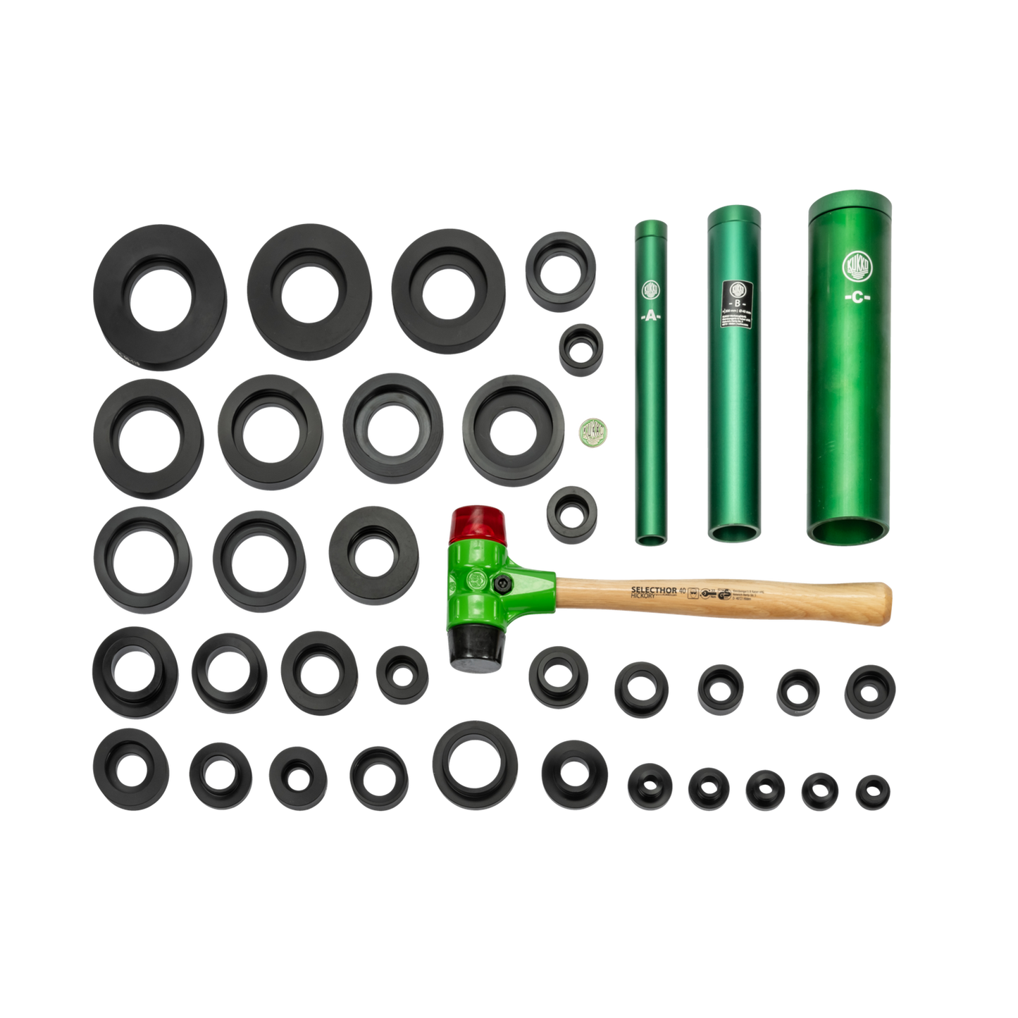 Kukko 71-L | Bearing installation tool set, light model, for ball bearings with internal diameter 10 - 50 mm, external diameter 26 - 110 mm