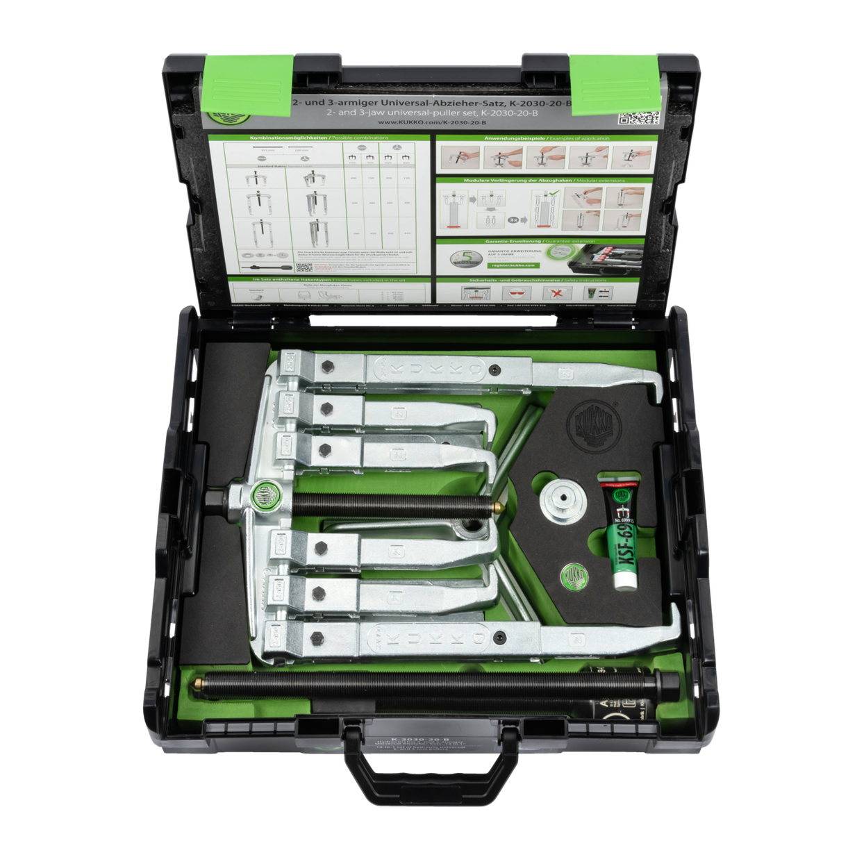 Kukko K-2030-20-B - Hydraulic 2-jaw and 3-jaw universal puller set