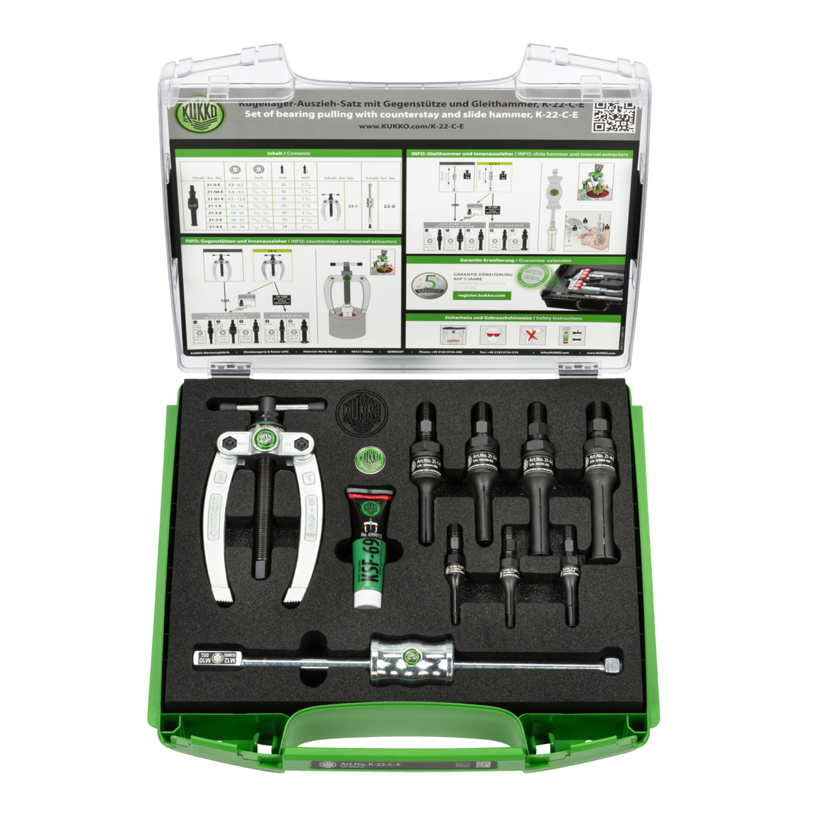 Kukko K-22-C-E - Ball Bearing Puller Set ¯ 4.8-34 mm