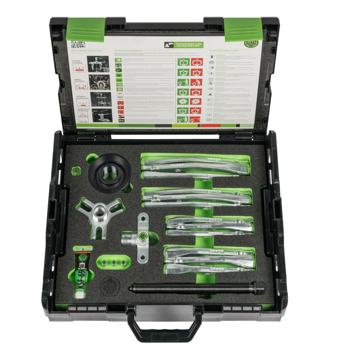 Kukko K-220-221-A - Puller set for universal puller applications in the case, up to 150 mm spread