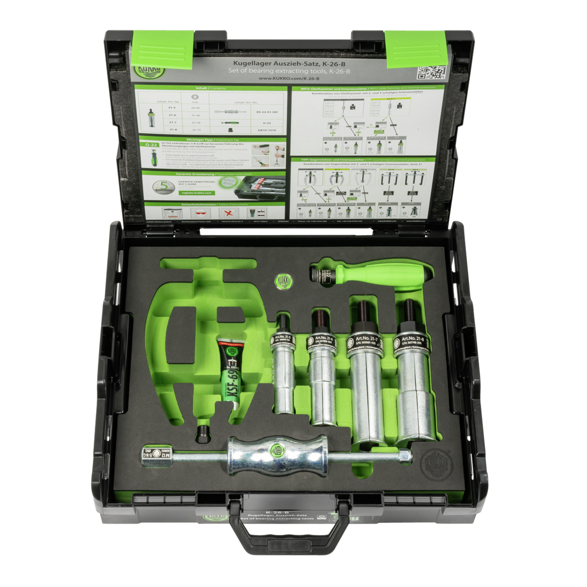 Kukko K-26-B - Ball Bearing Puller Set with Sliding Hammer ¯ 28-70 mm