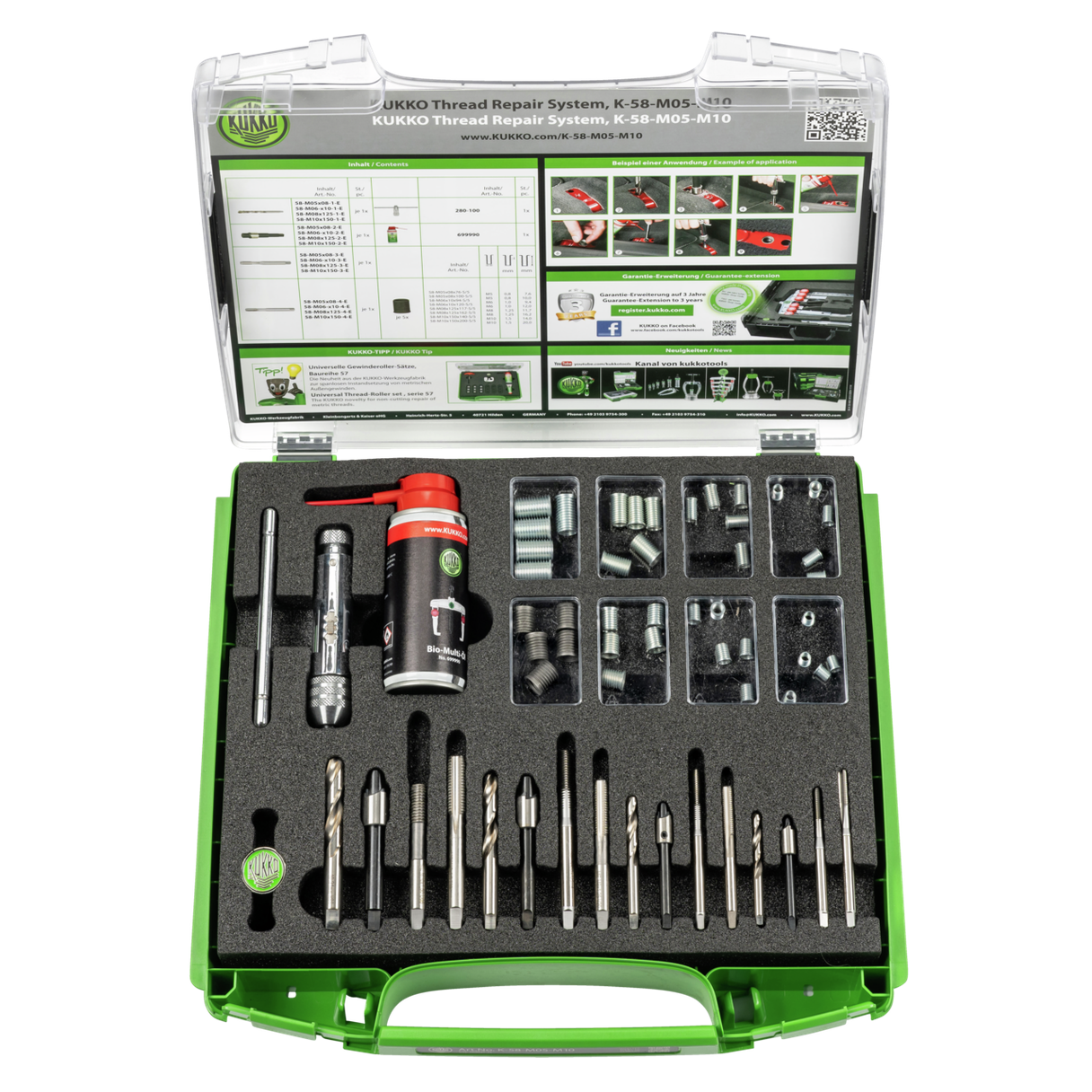 Kukko K-58-M05-M10 - KUKKO-Thread-Repair-Set M5x7,6, M5x10, M6x9,4, M6x12, M8x11,7, M8x16,2, M10x14, M10x20