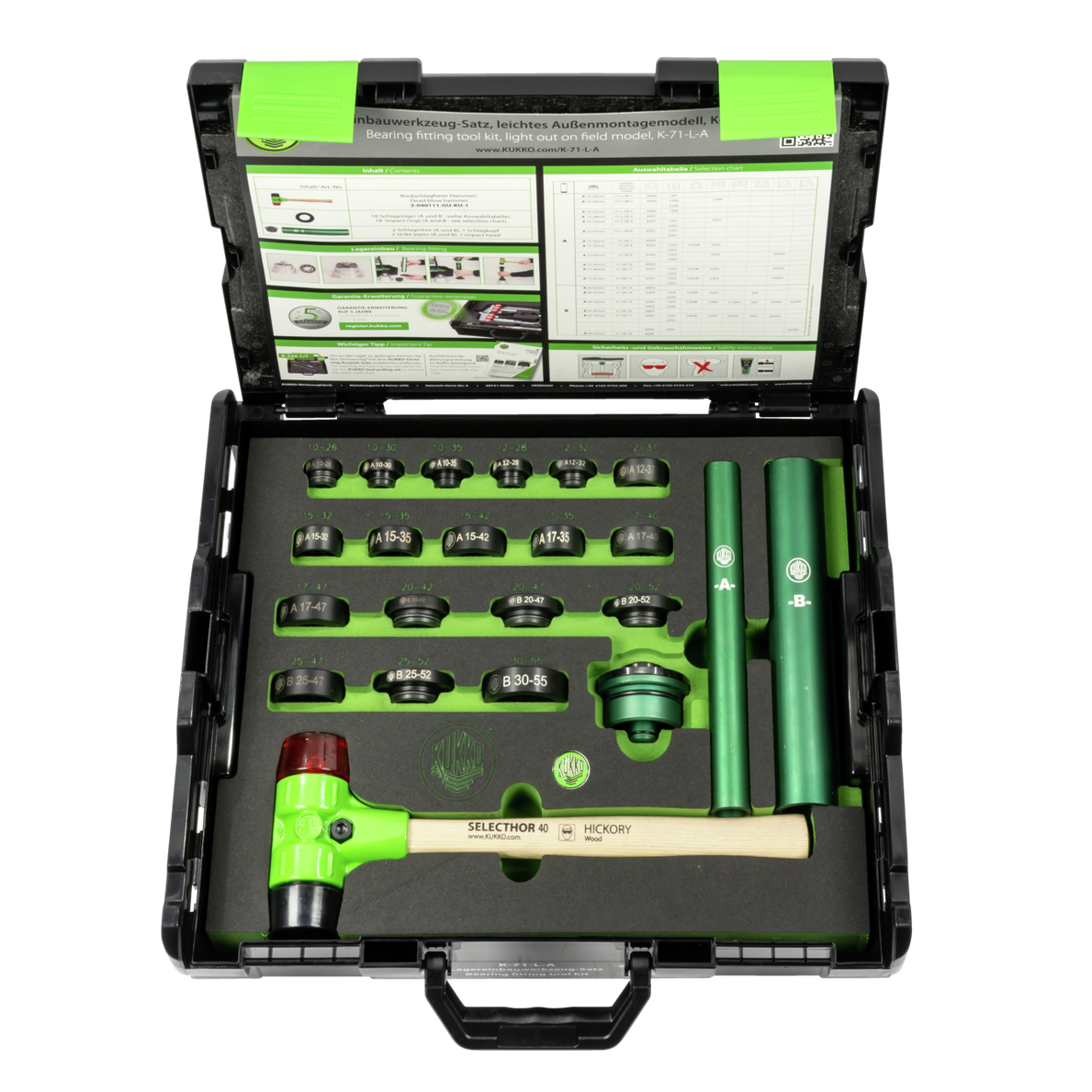 Kukko K-71-L-A - Ball Bearing Installation Kit - Lightweight Job Site Model for Small to Medium Bearings