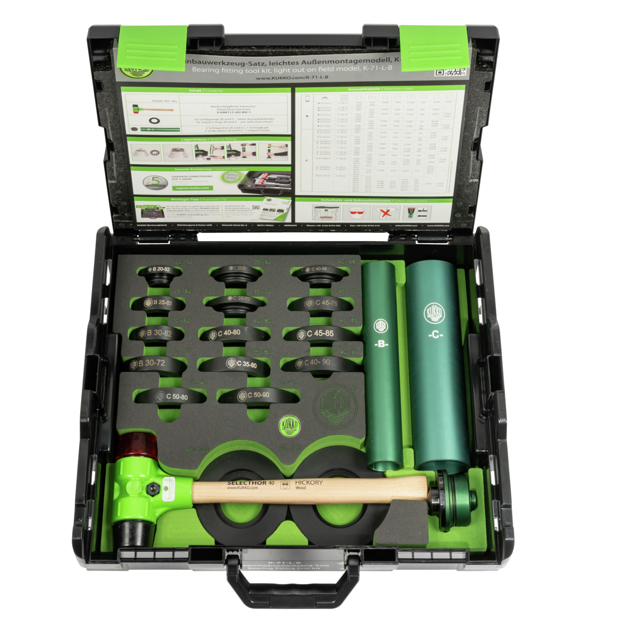 Kukko K-71-L-B - Ball Bearing Installation Kits - Lightweight Job Site Model for Medium to Large Bearings