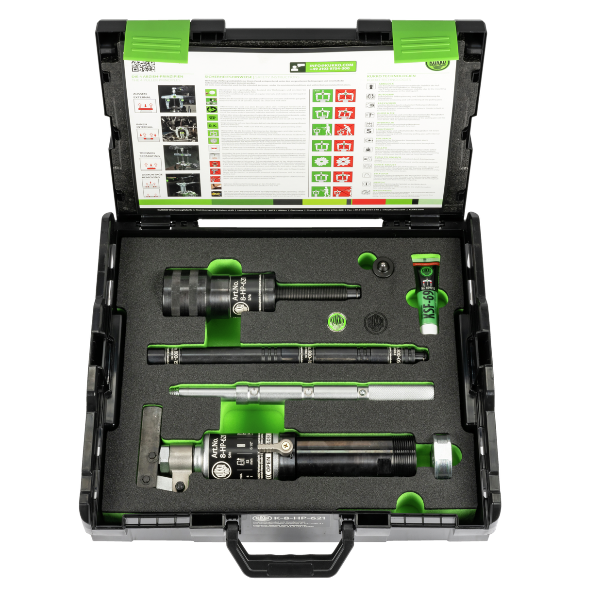 Kukko K-8-HP-621 - Hydraulic spindle with hand lever operation in the case, up to 4 t t tension force thread size
