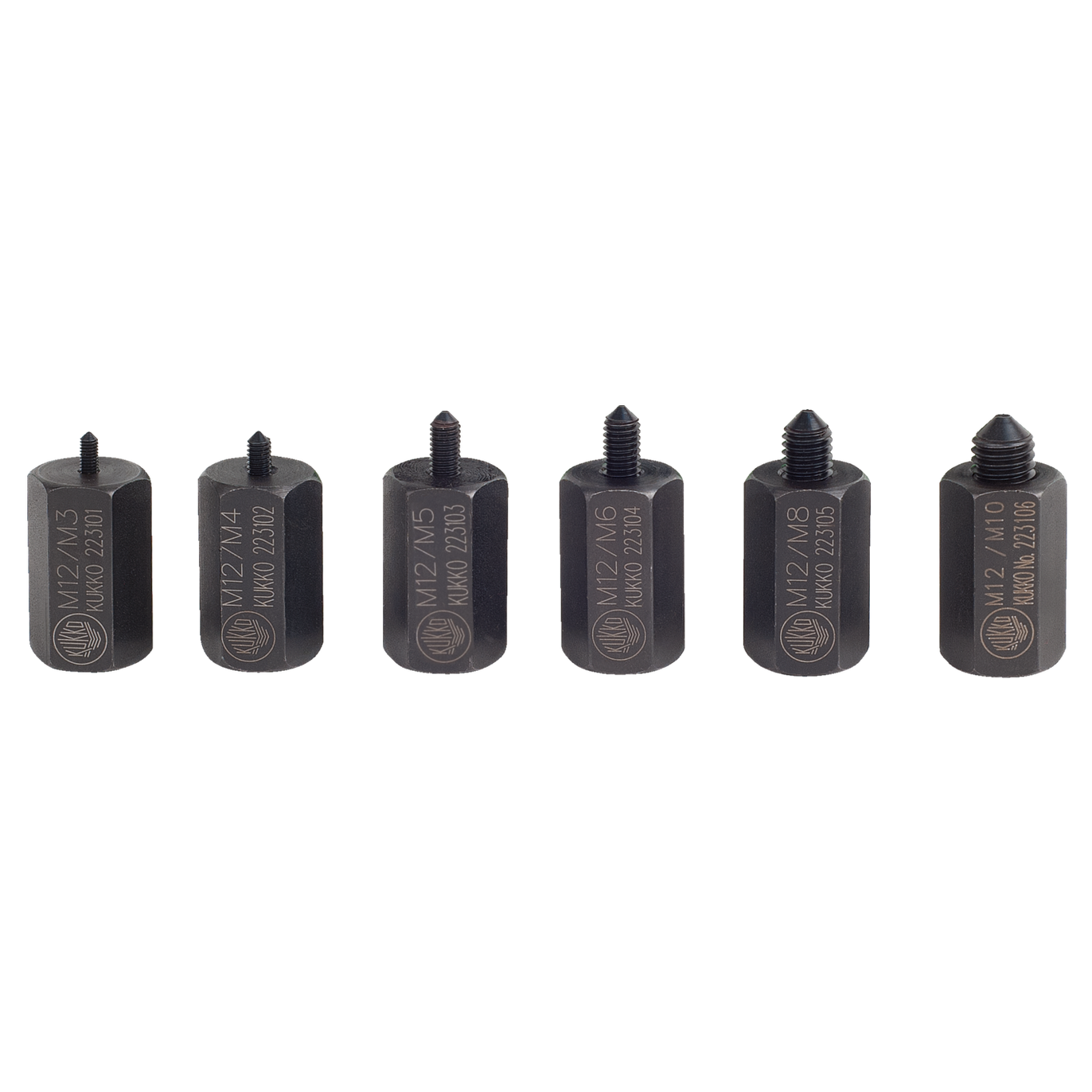 Kukko KS-22-01 | 10-piece sliding hammer set in set with thread adapters in various sizes