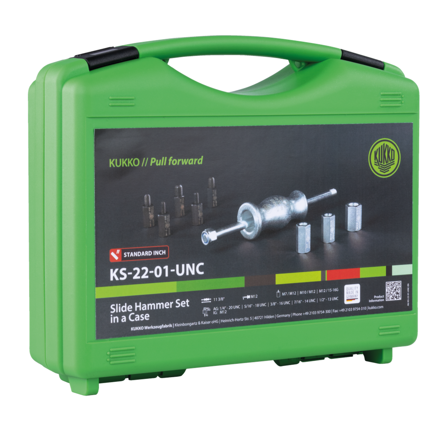 Kukko KS-22-01 | 10-piece sliding hammer set in set with thread adapters in various sizes