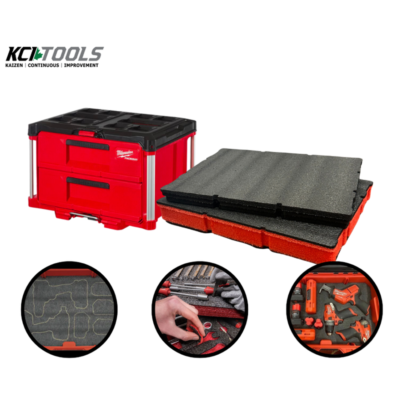 Milwaukee PACKOUT 2 & 3 Drawer Tool Box 48-22-8443 and 48-22-8442 - Kaizen Inserts